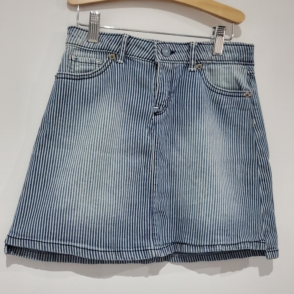 Gymboree striped blue denim jean mini skirt NWOT size 8